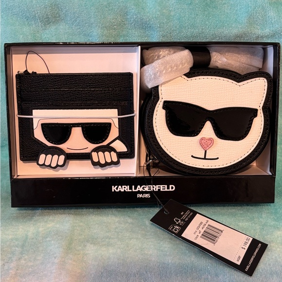 Karl Lagerfield Black and White Cat Coin Purse Set - Picture 8 of 12